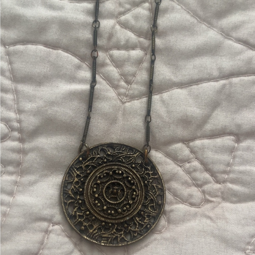 Vintage Boho Antique Gold Pendant Necklace